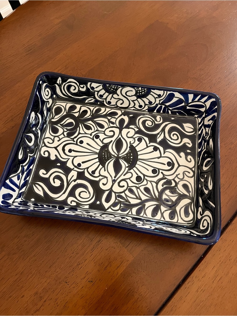 Hand-Painted Blue and White Talavera Ceramic dish